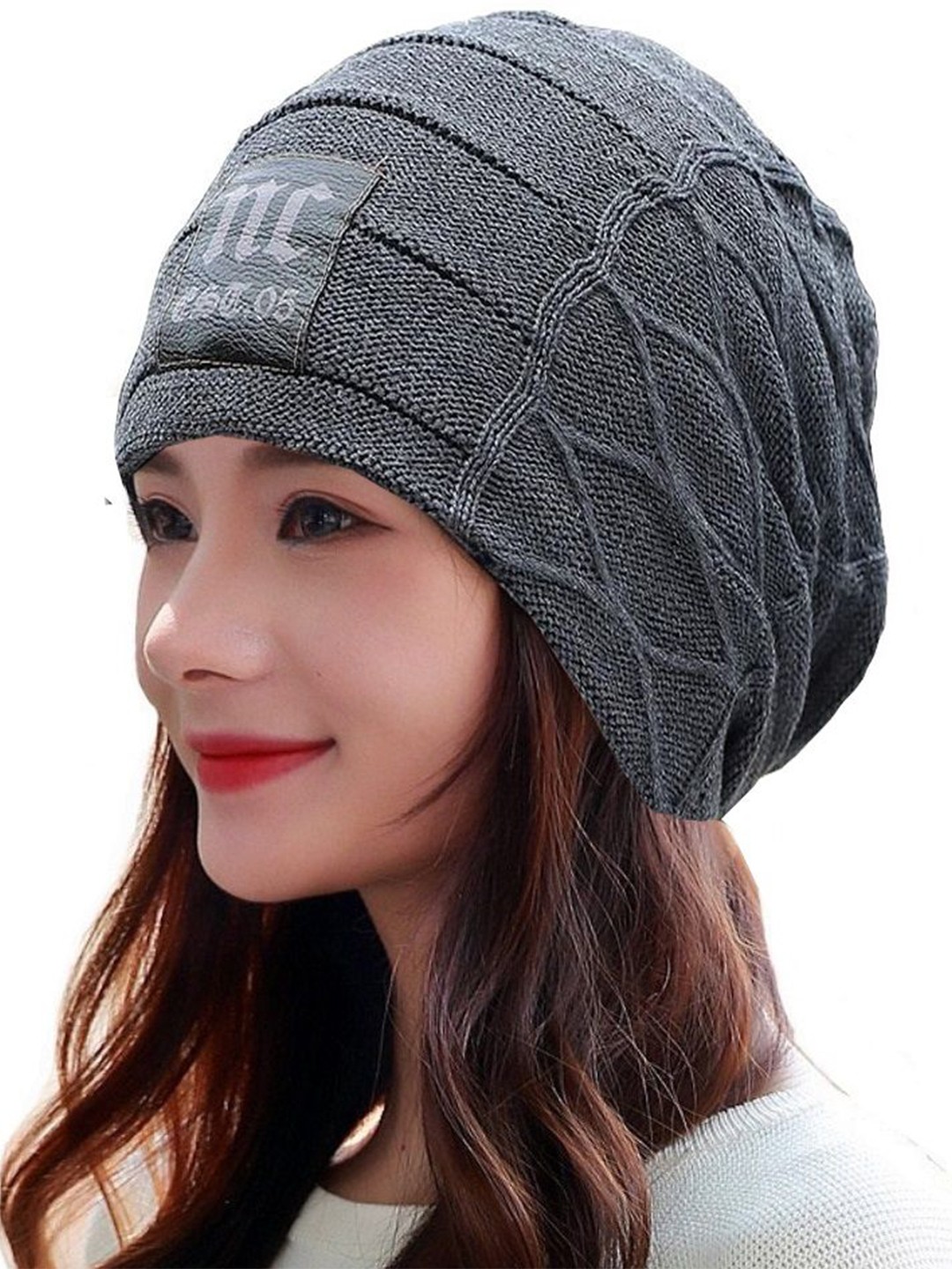 

Alexvyan Women Self Design Winter Beanie, Grey