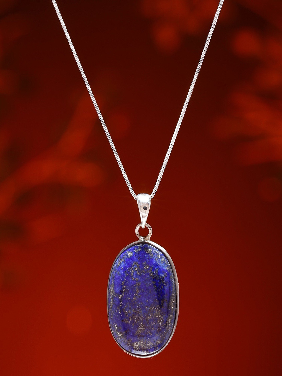 

Exotic India Lapis Lazuli Pendant with Malachite on Reverse (Two Sided Pendant), Silver