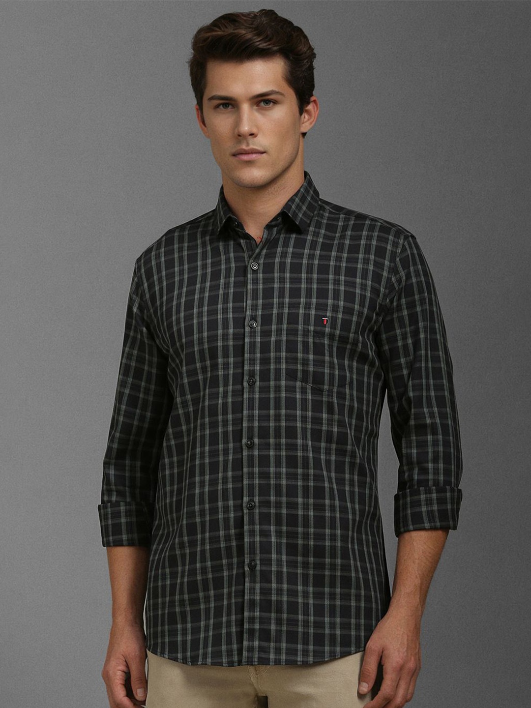 

Louis Philippe Sport Men Slim Fit Opaque Checked Casual Shirt, Black