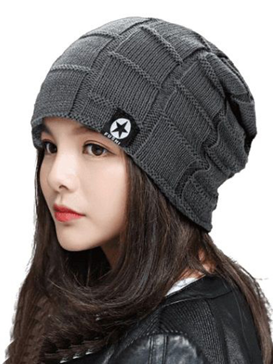 

Alexvyan Women Self Design Thermal Beanie, Grey