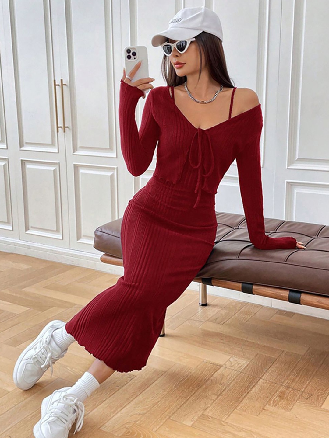 

StyleCast x Revolte Women Bodycon Midi Dress, Maroon