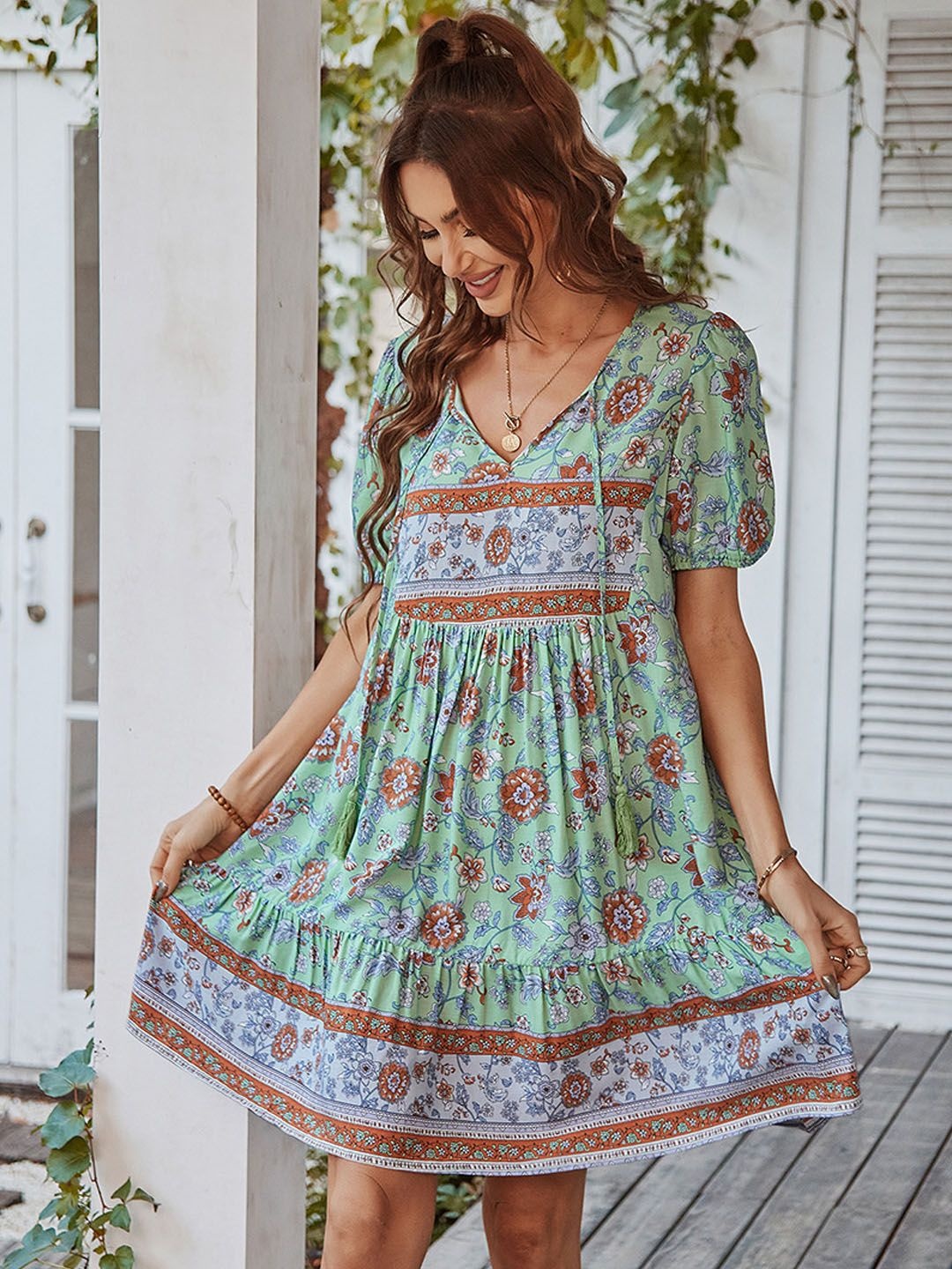 

StyleCast Women Floral Printed Fit & Flare Dress, Green
