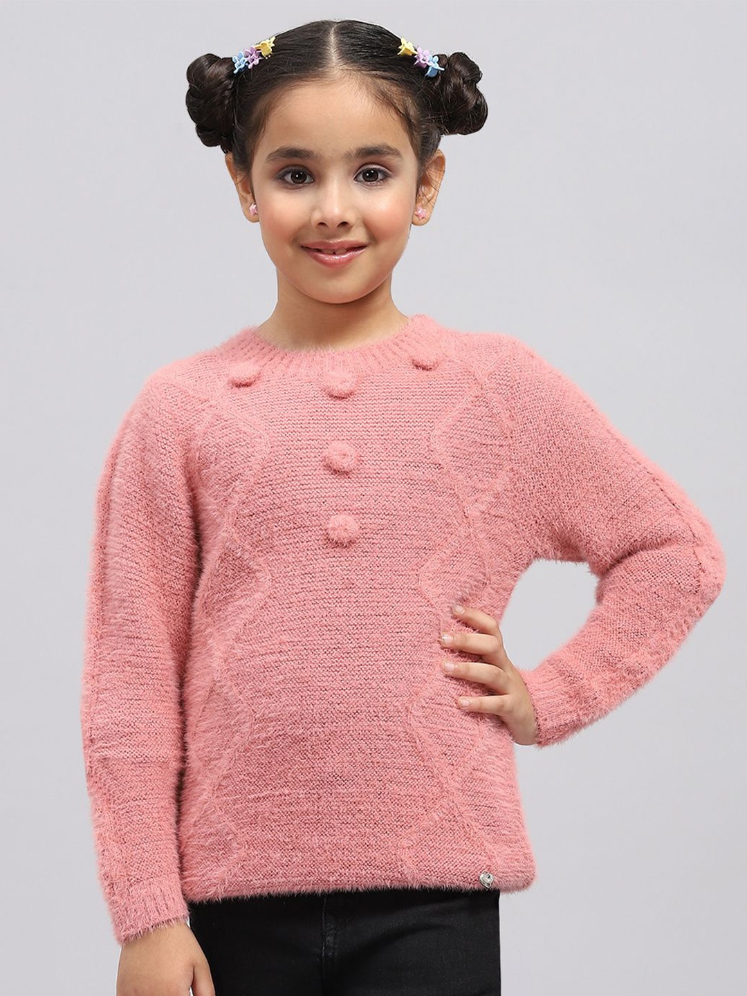 

Monte Carlo Girls Self Design Long Sleeves Top, Peach