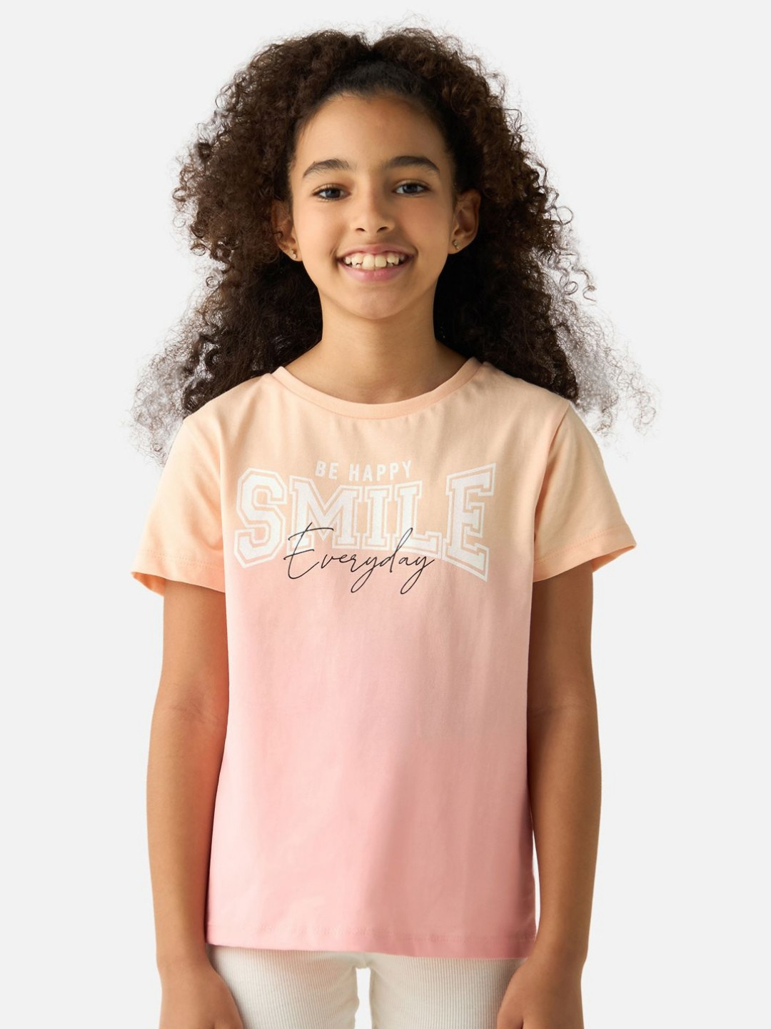 

Juniors by Babyshop Girls Typography Printed Round Neck Cotton T-shirt, Peach