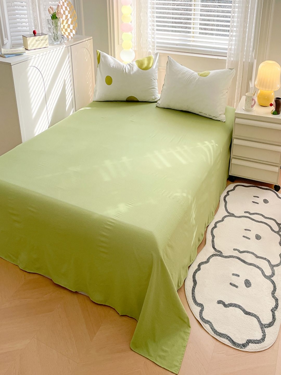 

JC HOME Green & White Geometric Polycotton 3 Piece Single Regular Bedding Set
