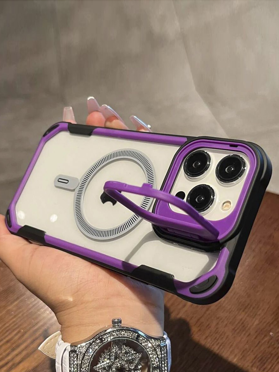 

Luxury Kase Solid Printed iPhone 13 Pro Back Case Mobile Accessories, Purple