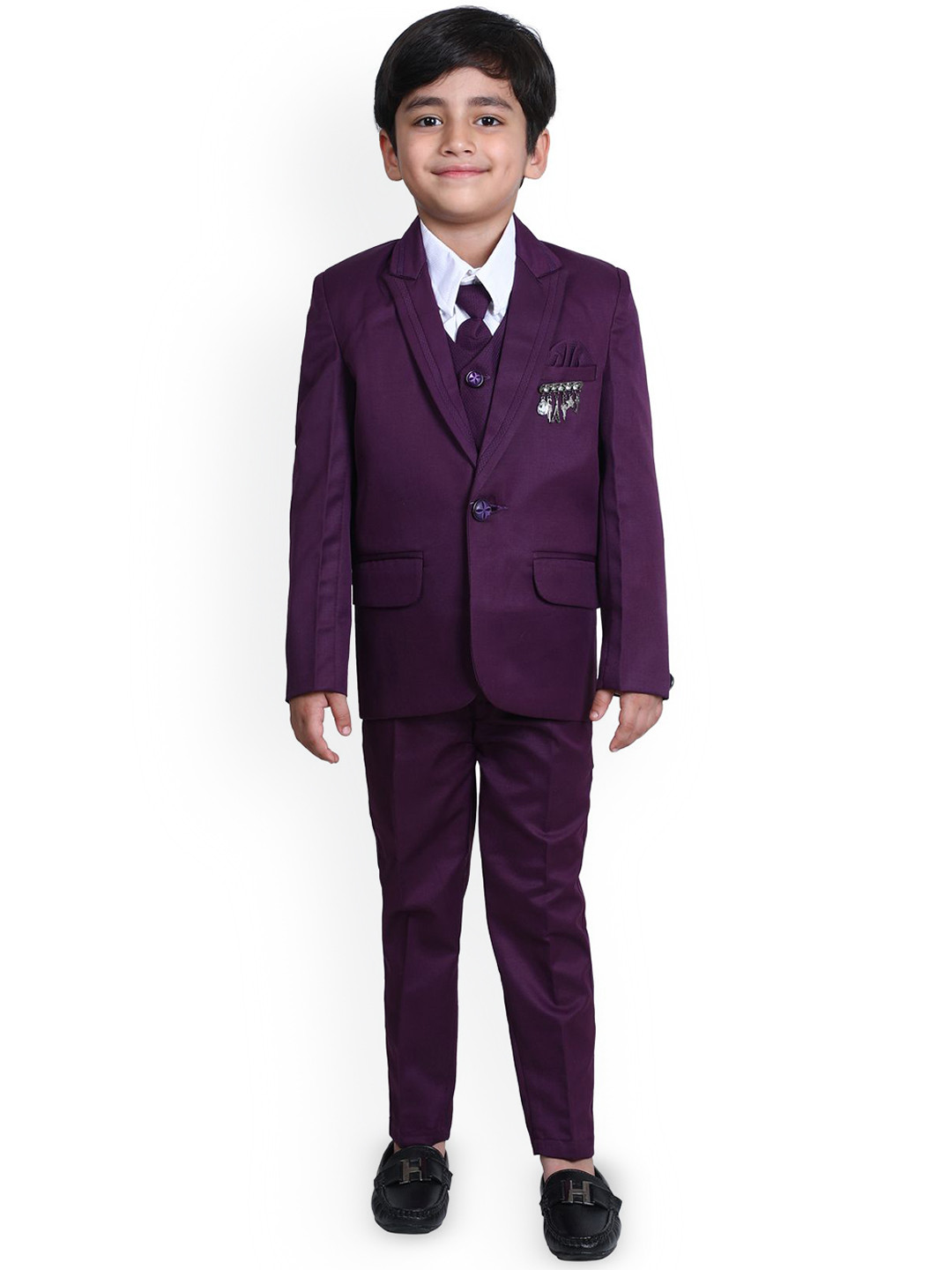 

BAESD Boys 5 Piece Single Breasted Regular Fit Suits, Purple