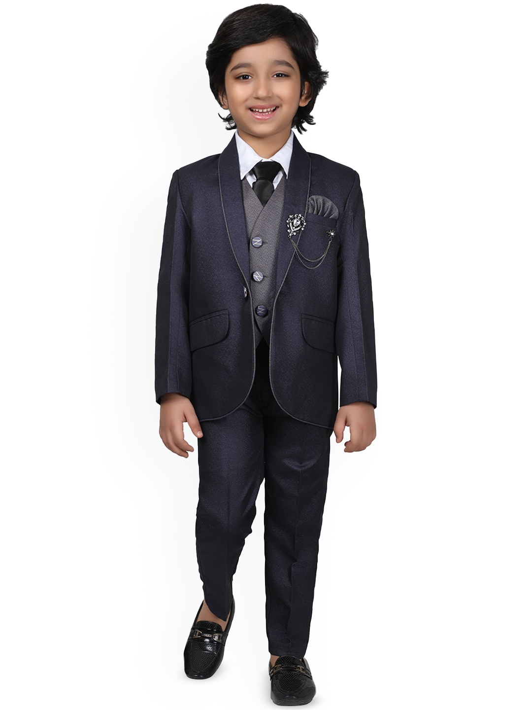 

BAESD Boys 5-Piece Single-Breasted Suits, Navy blue