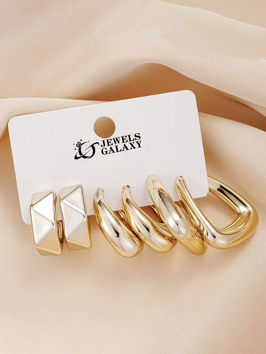 

Jewels Galaxy Pack Of 6 Gold Plated Contemporary Half Hoop Earrings