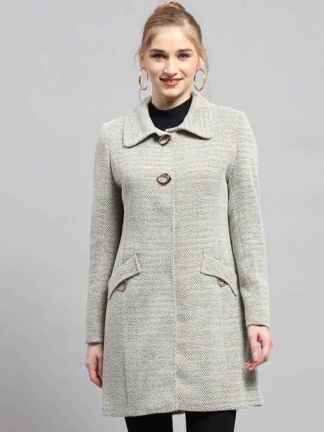 

Monte Carlo Women Spread Collar Coat, Grey