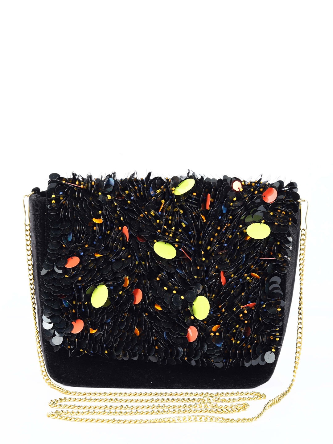 

REZZY Embroidered Canvas Envelope Clutch, Black