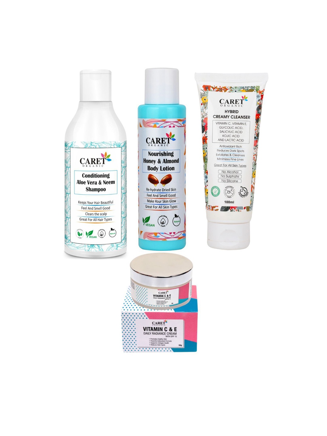 

CARET ORGANIC Set of 4 Bath and Body Combo, White