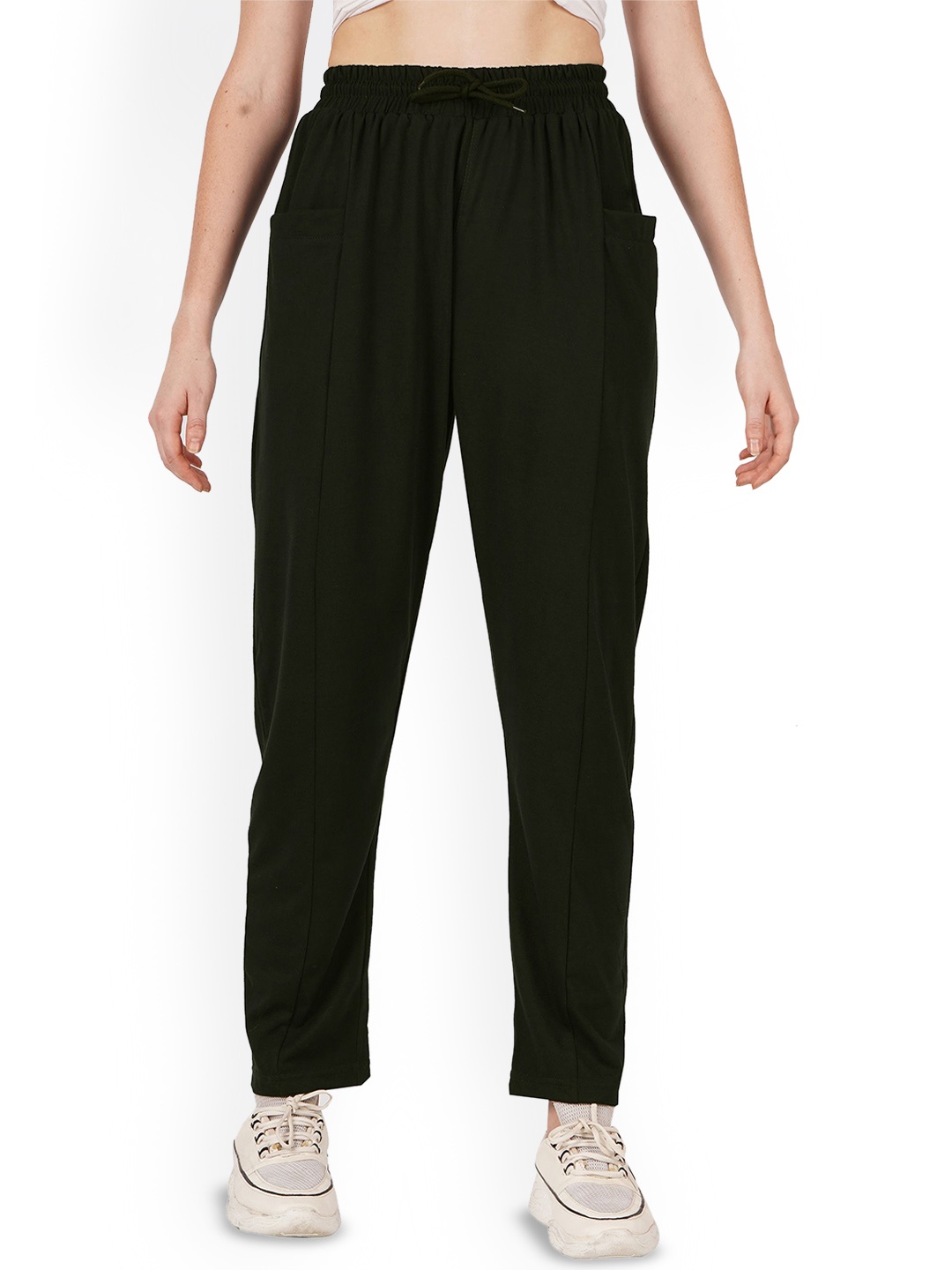 

Fashionable Women Cotton Mid Rise Track Pants, Black