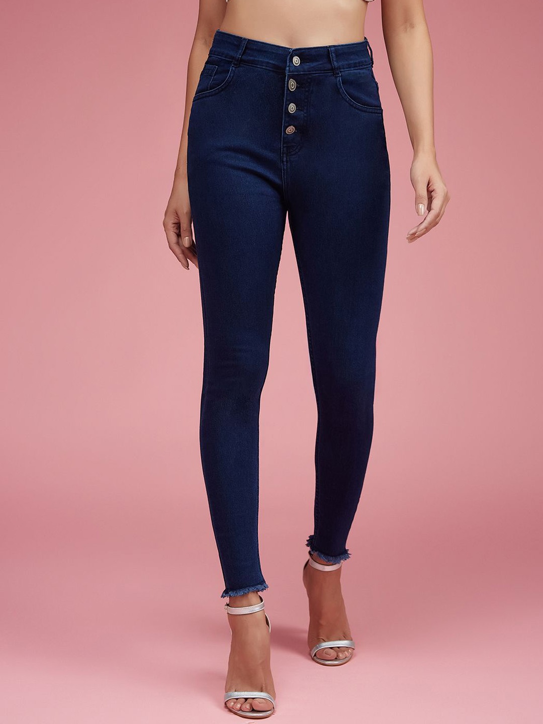 

Miss Chase Women Skinny Fit High-Rise Stretchable Jeans, Navy blue