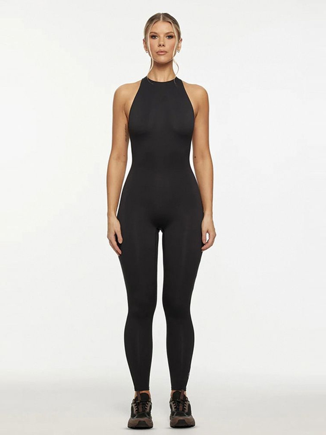 

LULU & SKY Women Round Neck Sleeveless Jumpsuit, Black