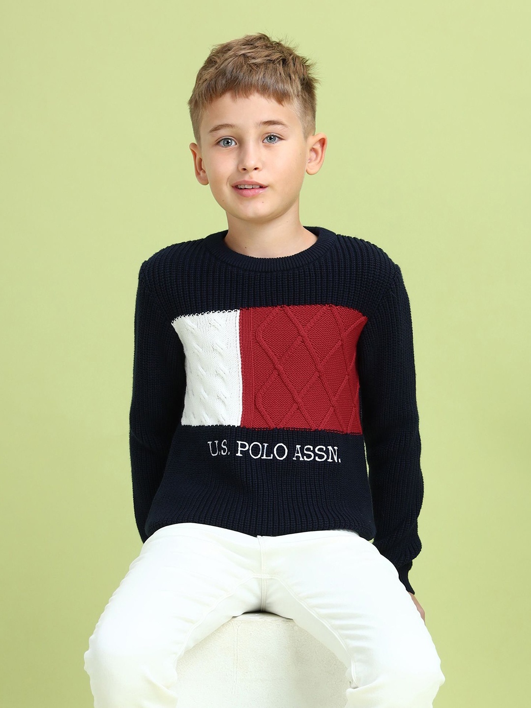 

U.S. Polo Assn. Kids Boys Printed Pullover Sweater, Blue