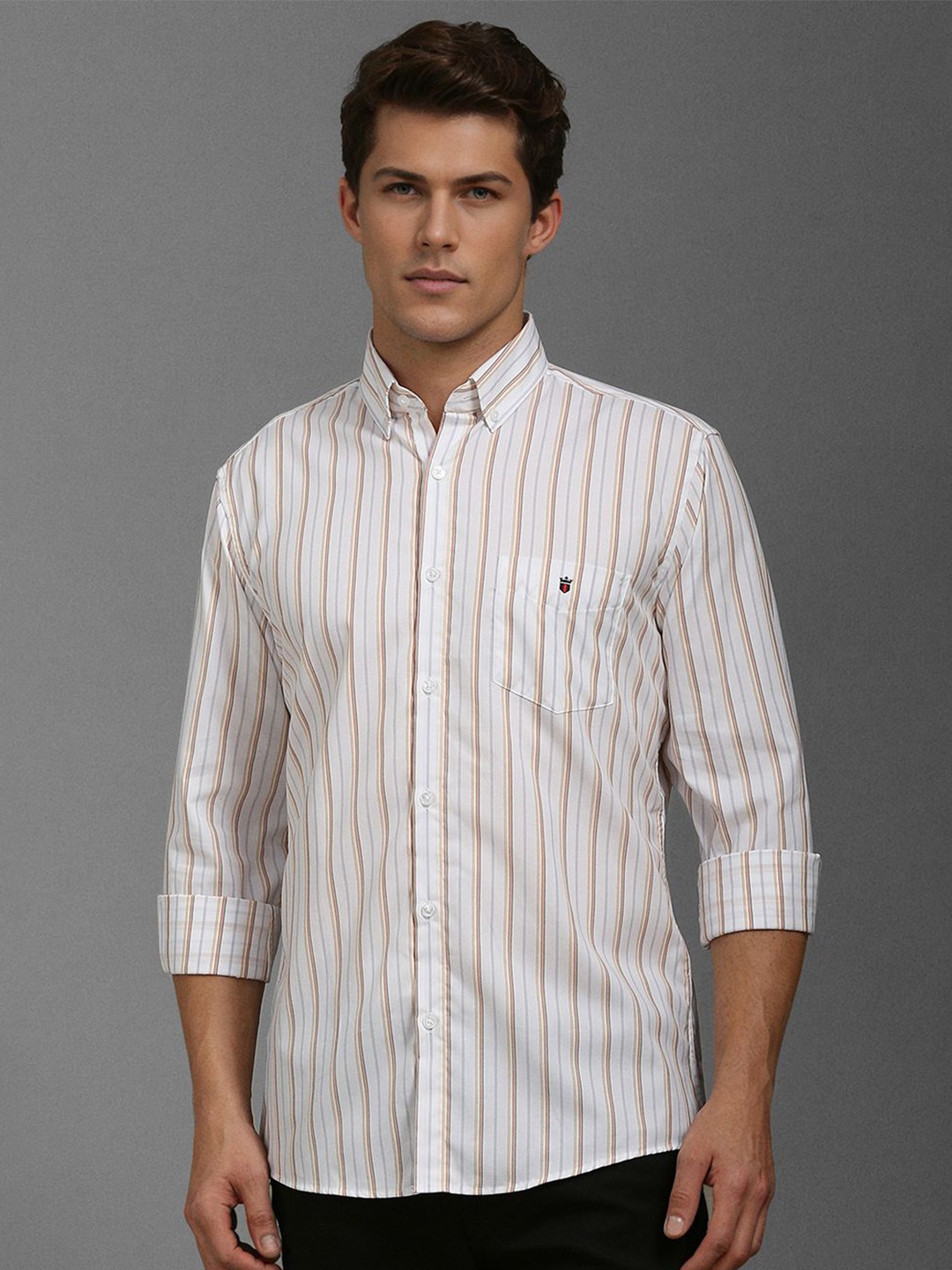 

Louis Philippe Sport Men Slim Fit Opaque Striped Casual Shirt, White