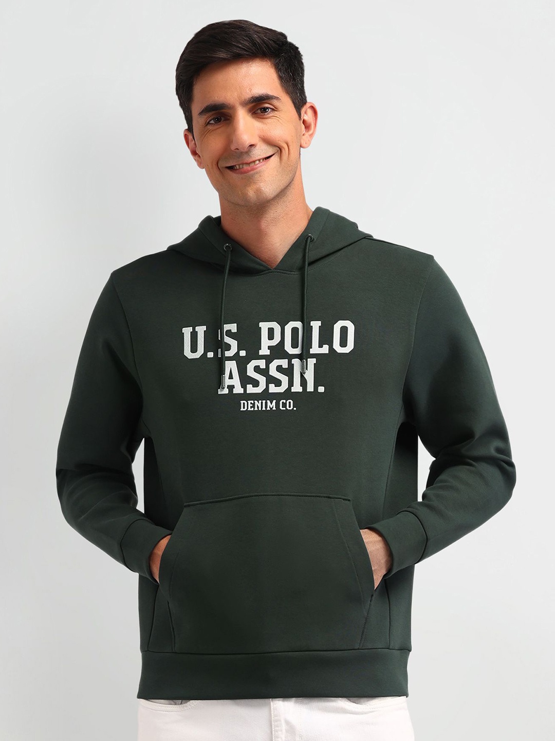 

U.S. Polo Assn. Denim Co. Men Printed Hooded Sweatshirt, Green