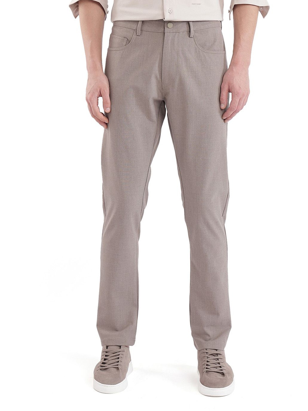 

RARE RABBIT Men Comfort Mid-Rise Regular Fit Stretchable Jeans, Beige