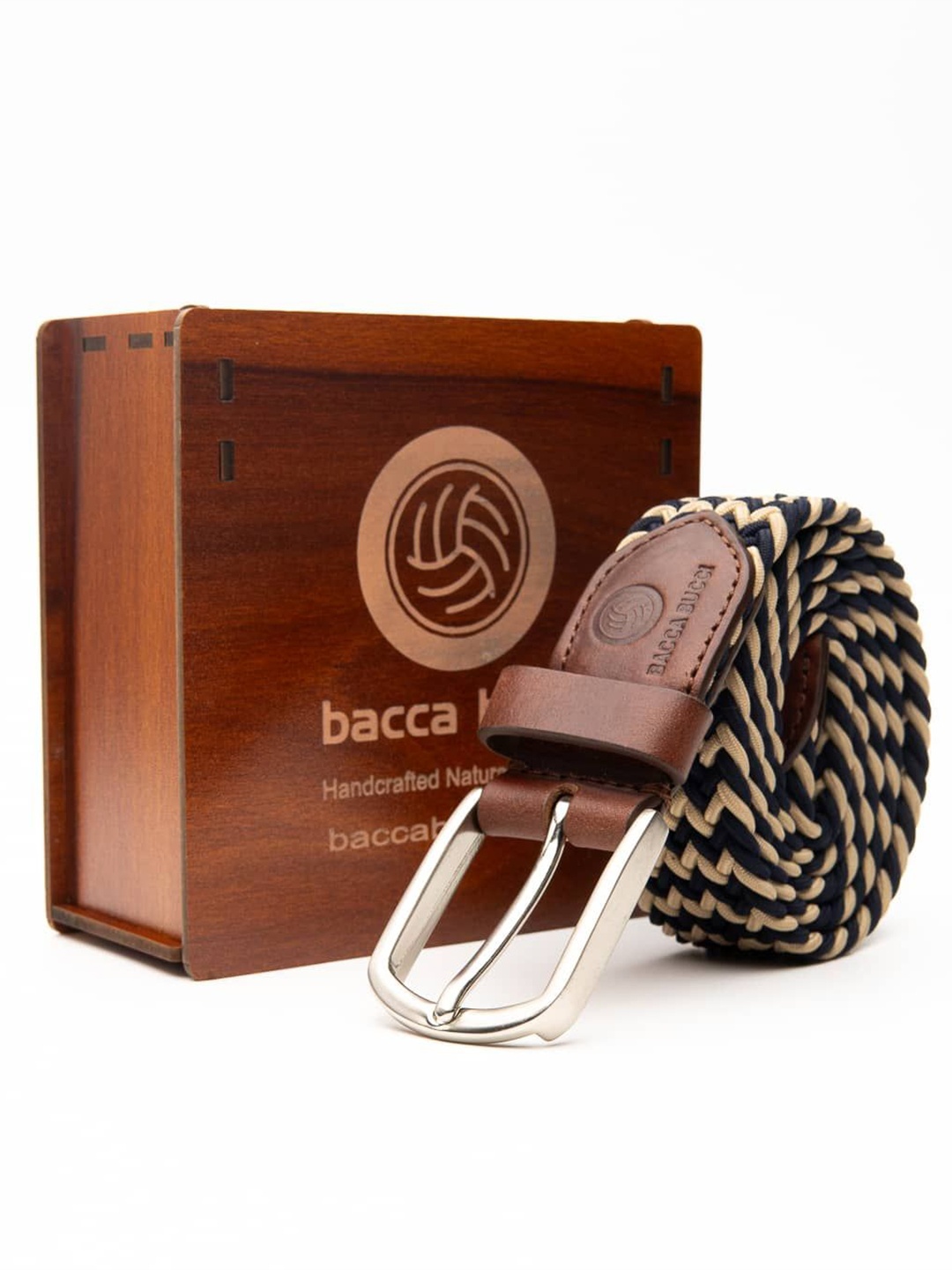 

bacca bucci Men Braided Belt, Beige