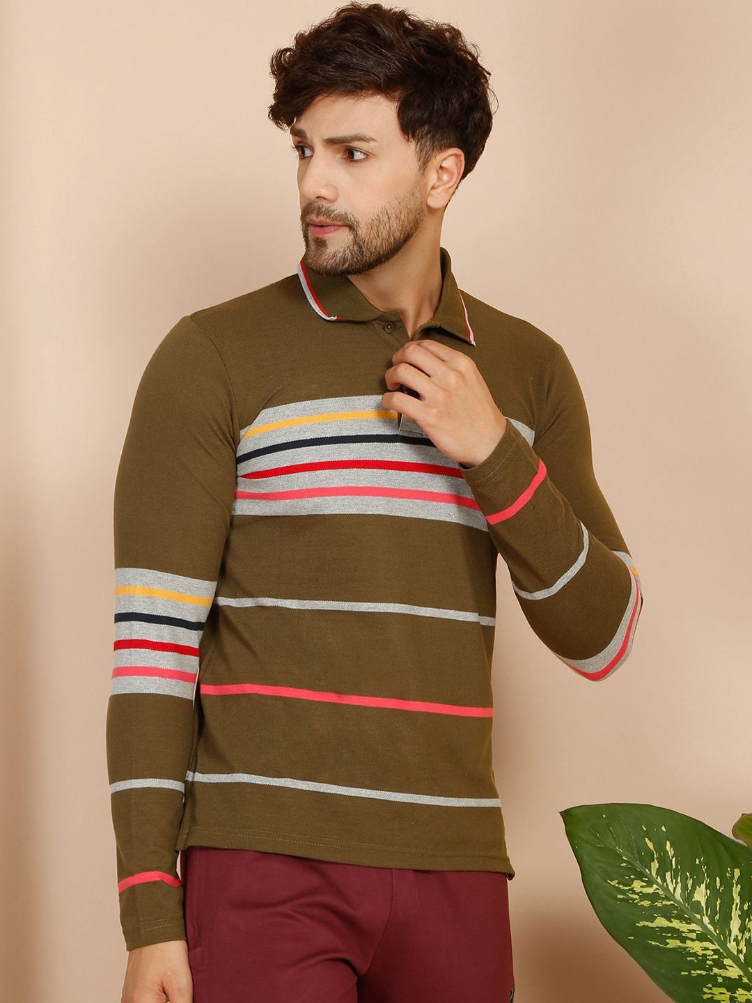 

Sweet Dreams Men Striped Lounge Tshirts, Olive