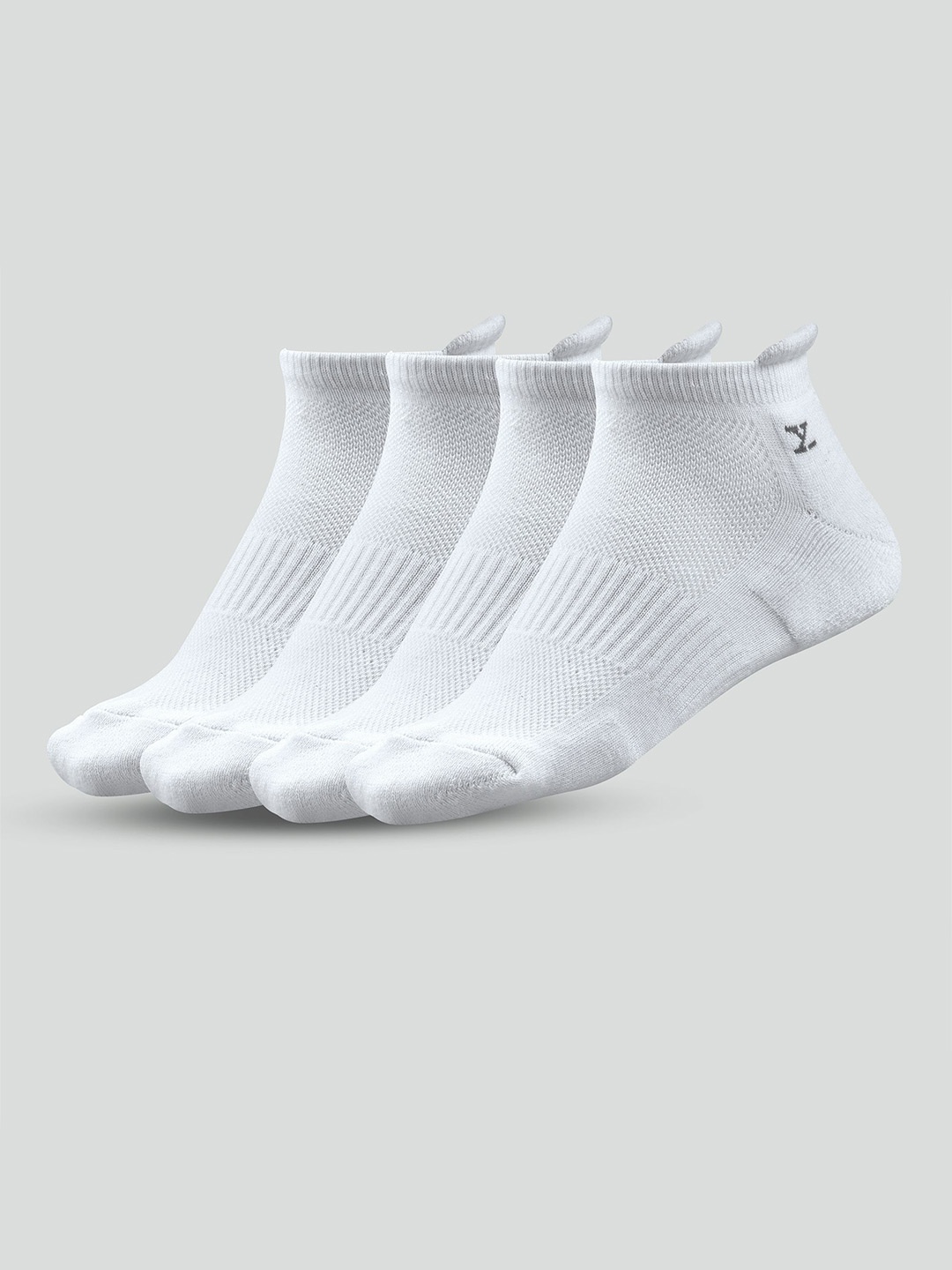 

XYXX Men Pack Of 4 Cotton Ankle-Length Socks, White