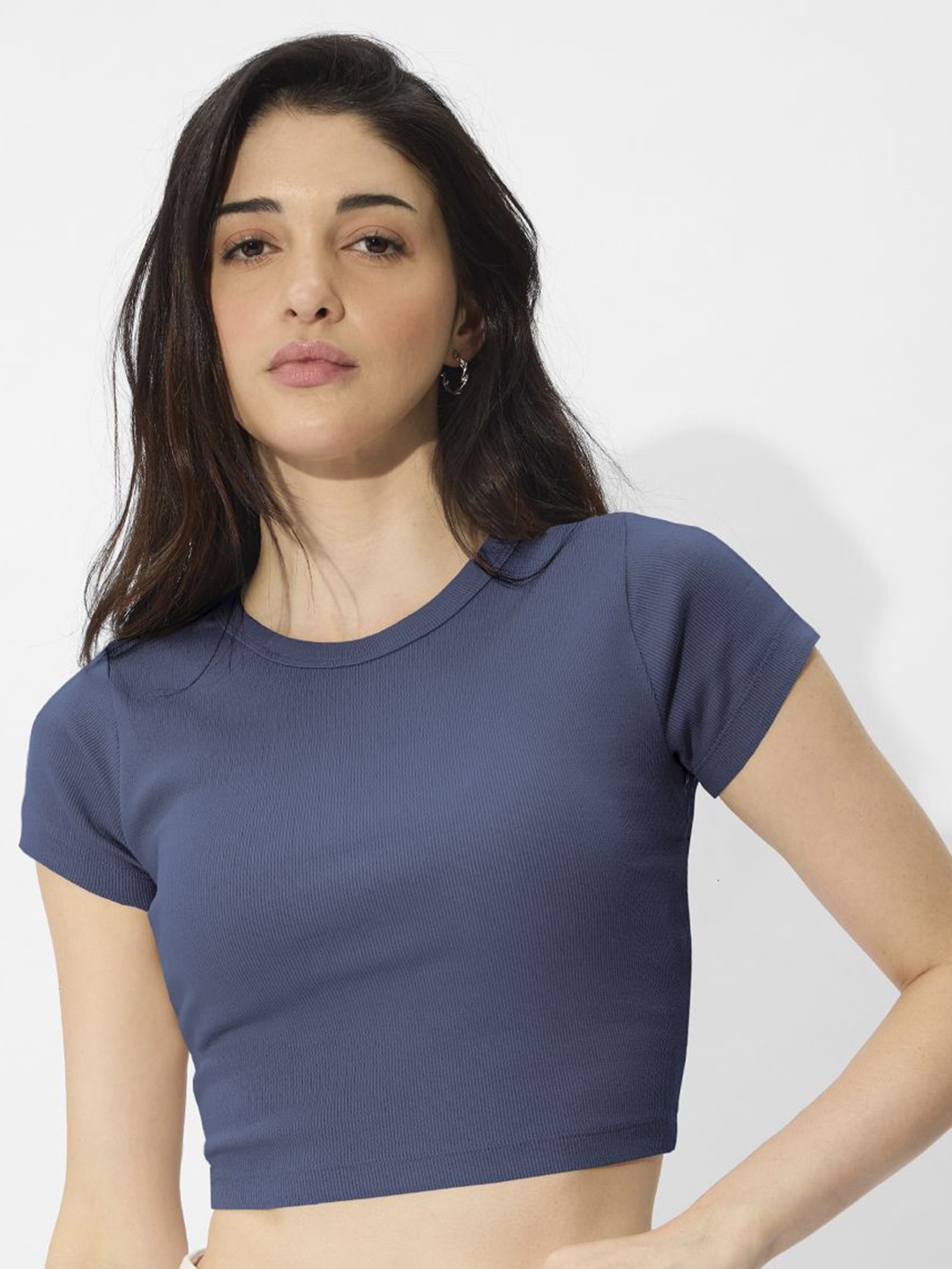 

The Souled Store Women Regular Crop Top, Blue