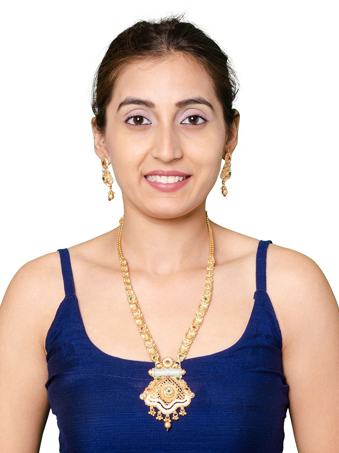 

Shining Jewel - By Shivansh Gold-Plated CZ-Studded Jewellery Set