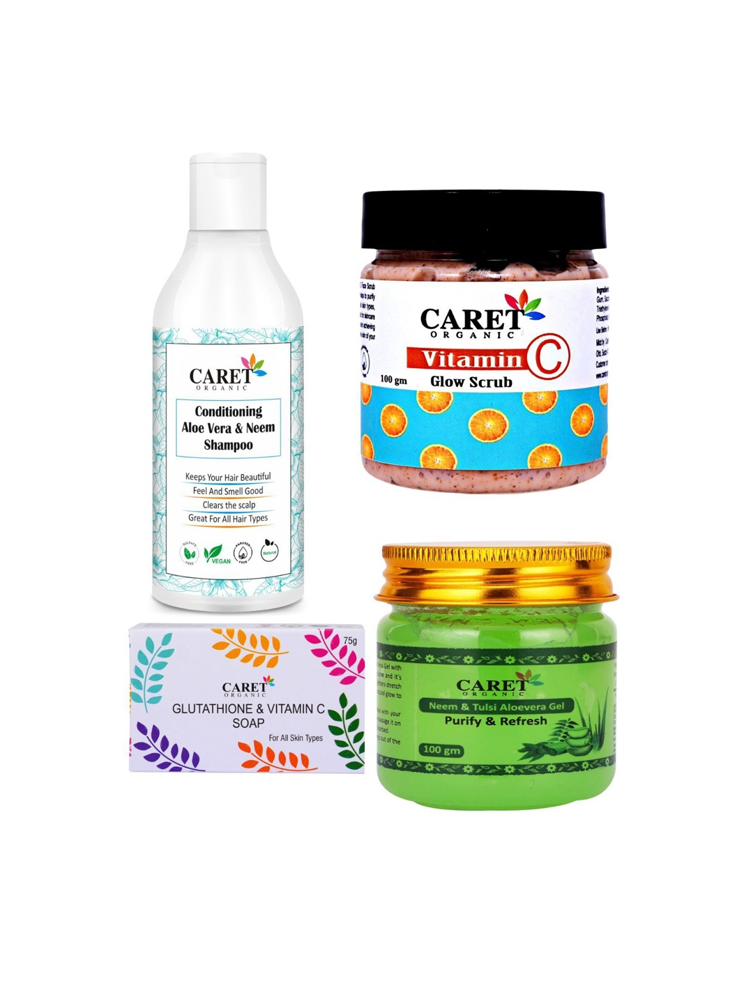 

CARET ORGANIC Set of 4 Bath and Body Combo, White