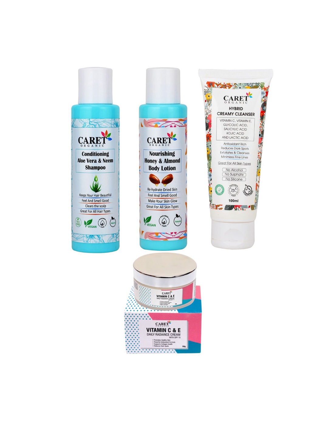 

CARET ORGANIC Set of 4 Bath and Body Combo, White