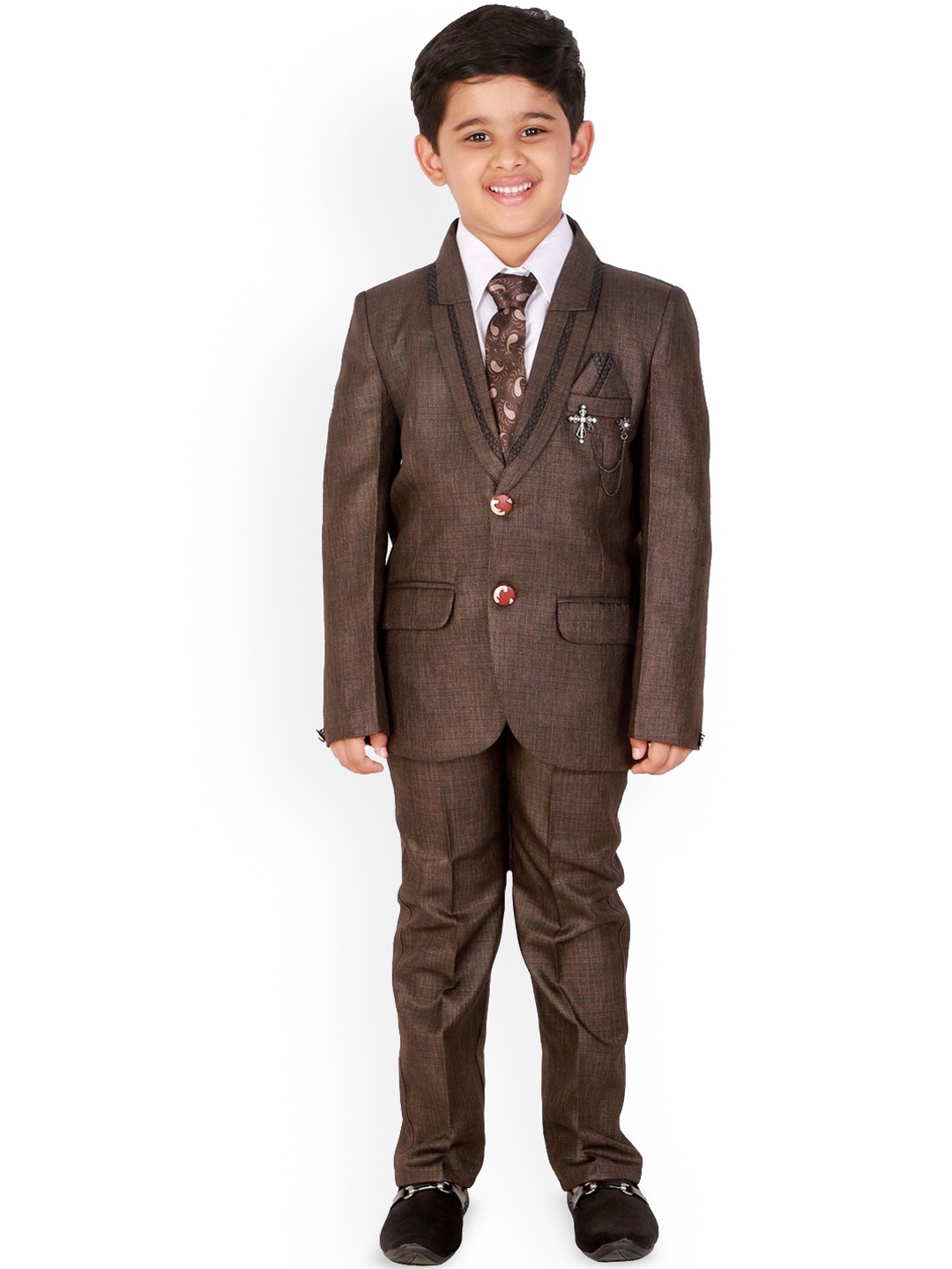 

BAESD Boys Single-Breasted Three-Piece Suit, Brown
