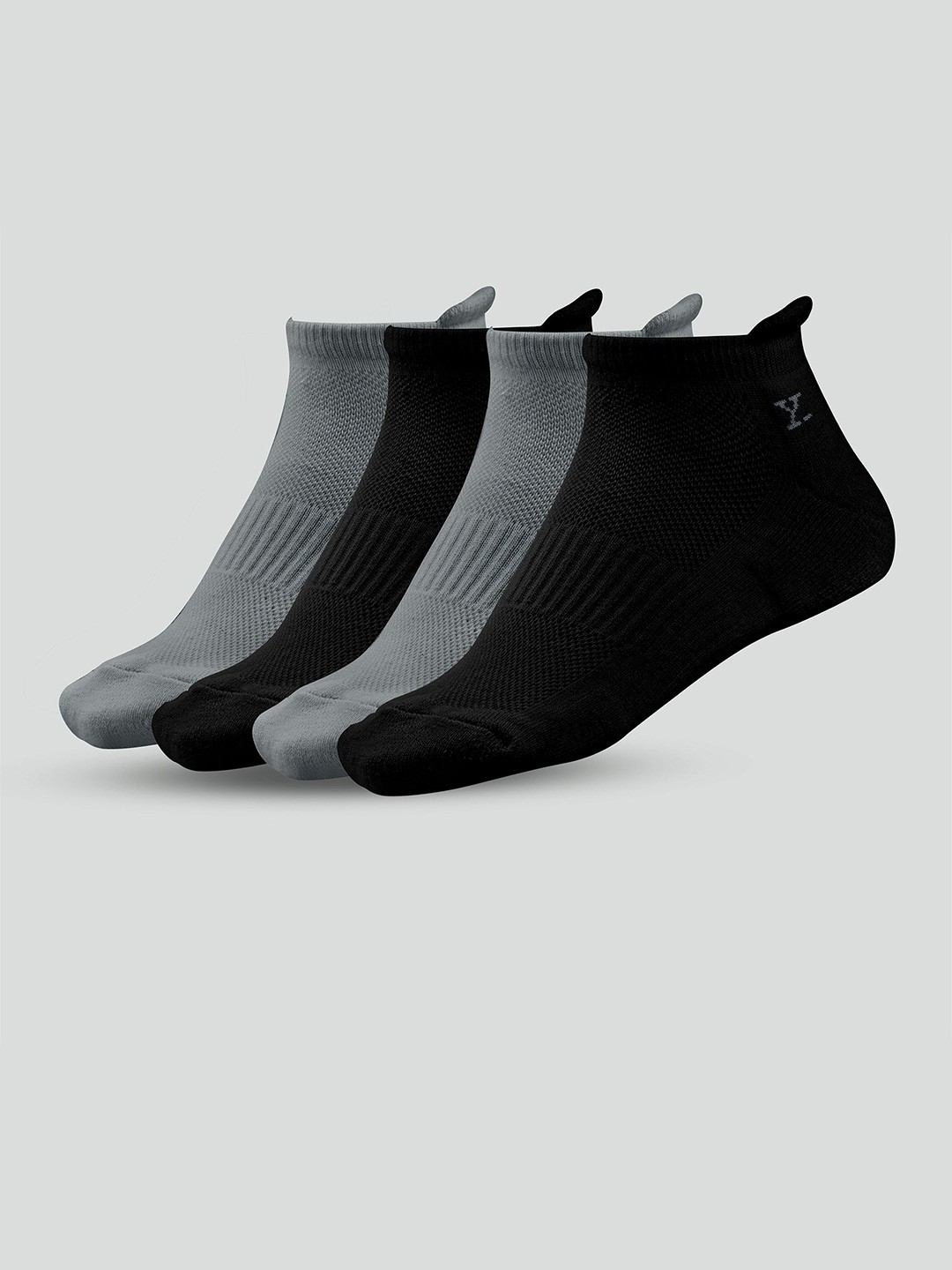 

XYXX Men Pack of 4 Ankle Length Cotton Socks, Black