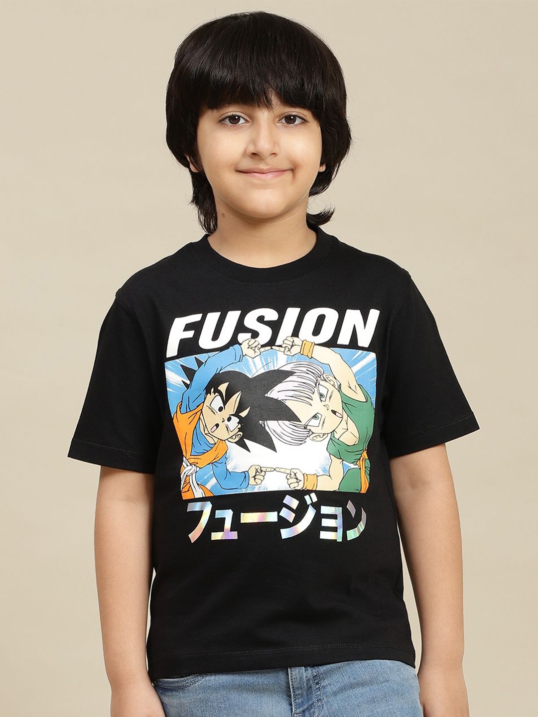 

Kids Ville Boys Graphic Printed Round Neck Cotton Dragon Ball Z T-shirt, Black