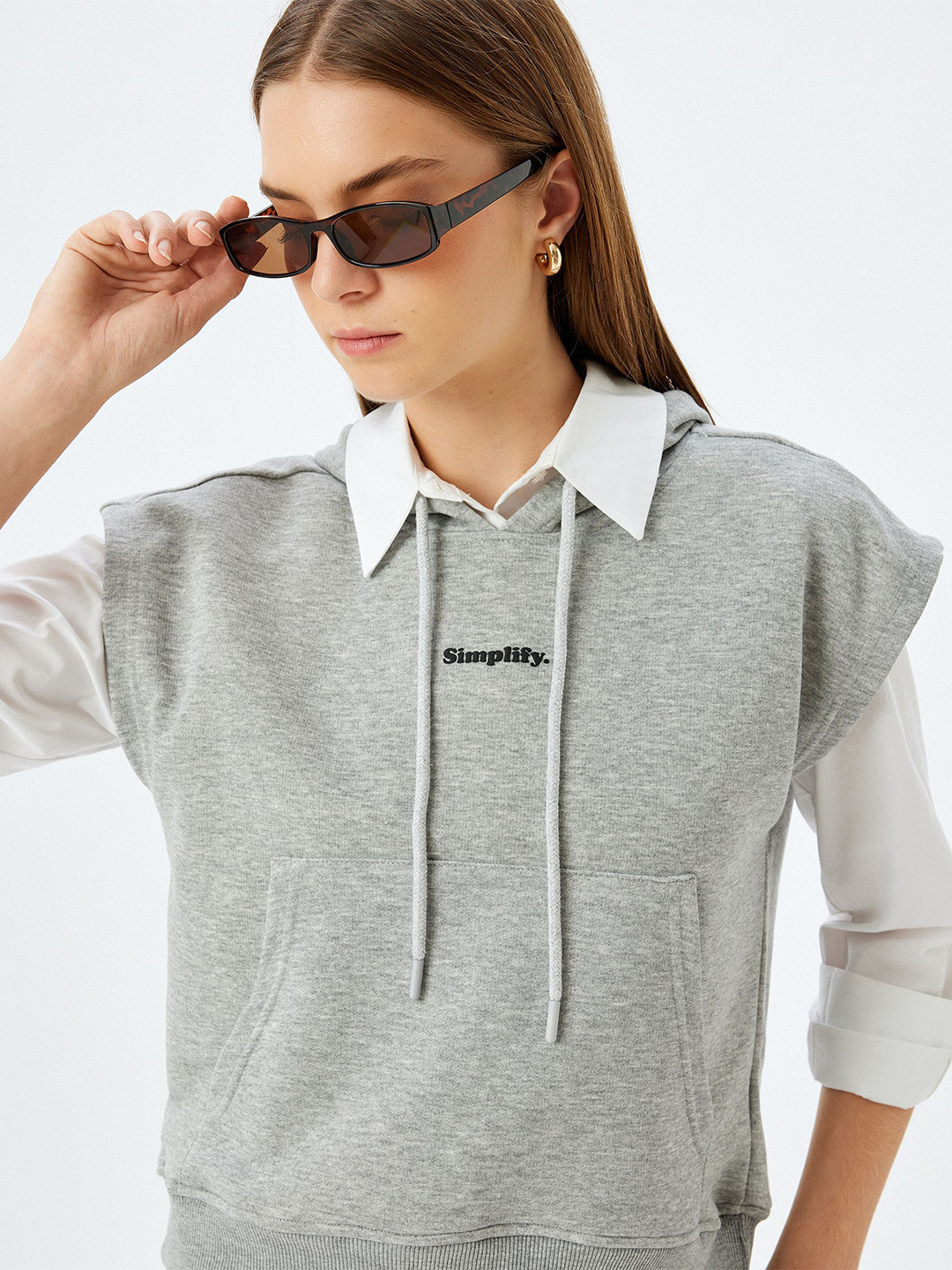 

Koton Women Hooded Sweatshirt, Grey