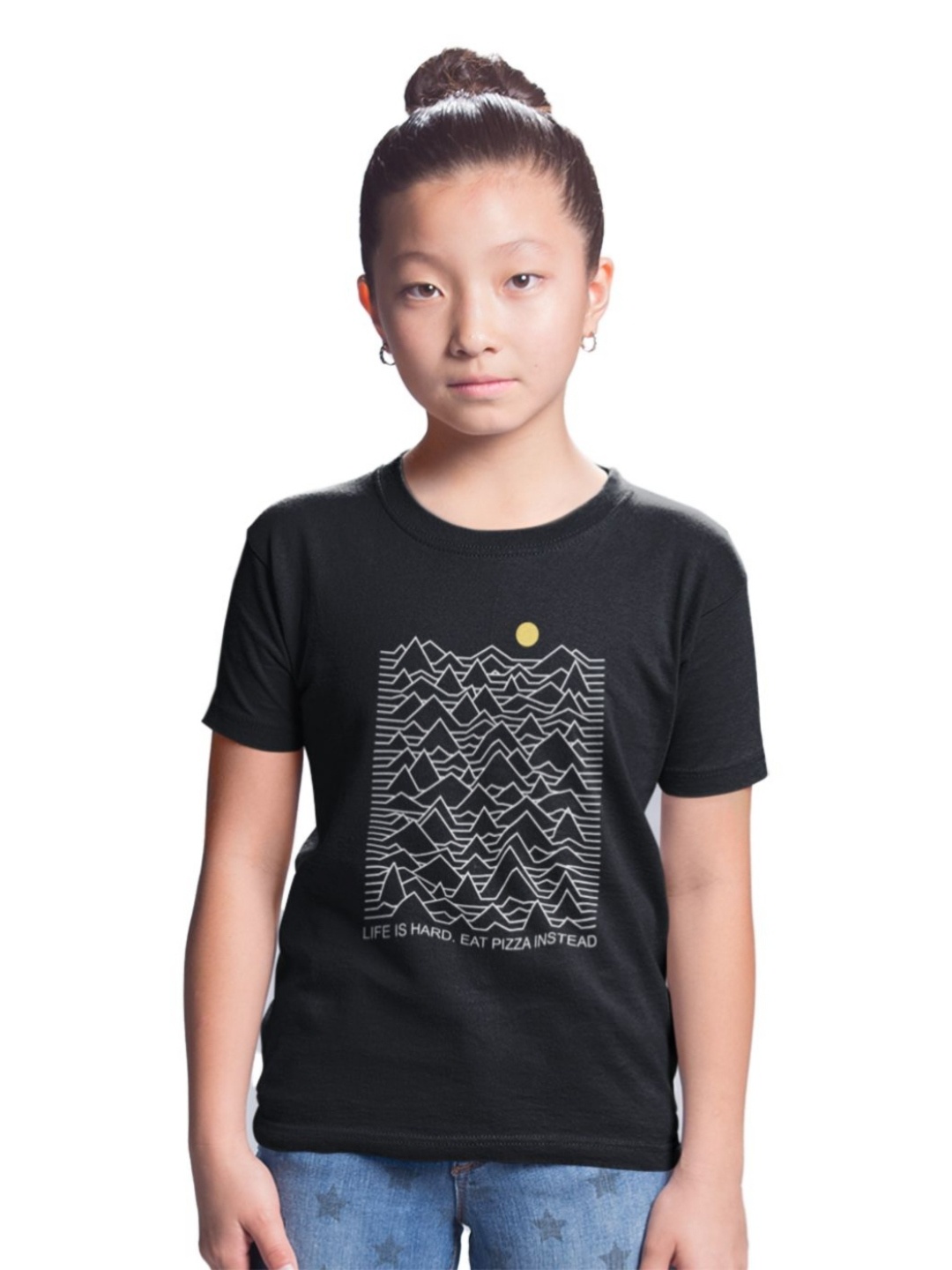 

Tantra Unisex Kids Graphic Printed Round Neck Cotton T-shirt, Black