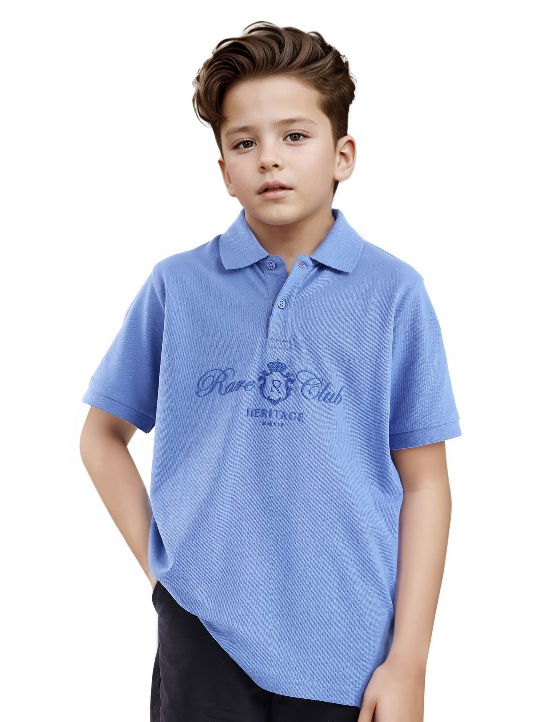 

Rare Ones Boys Neck Hd Print Polo, Blue