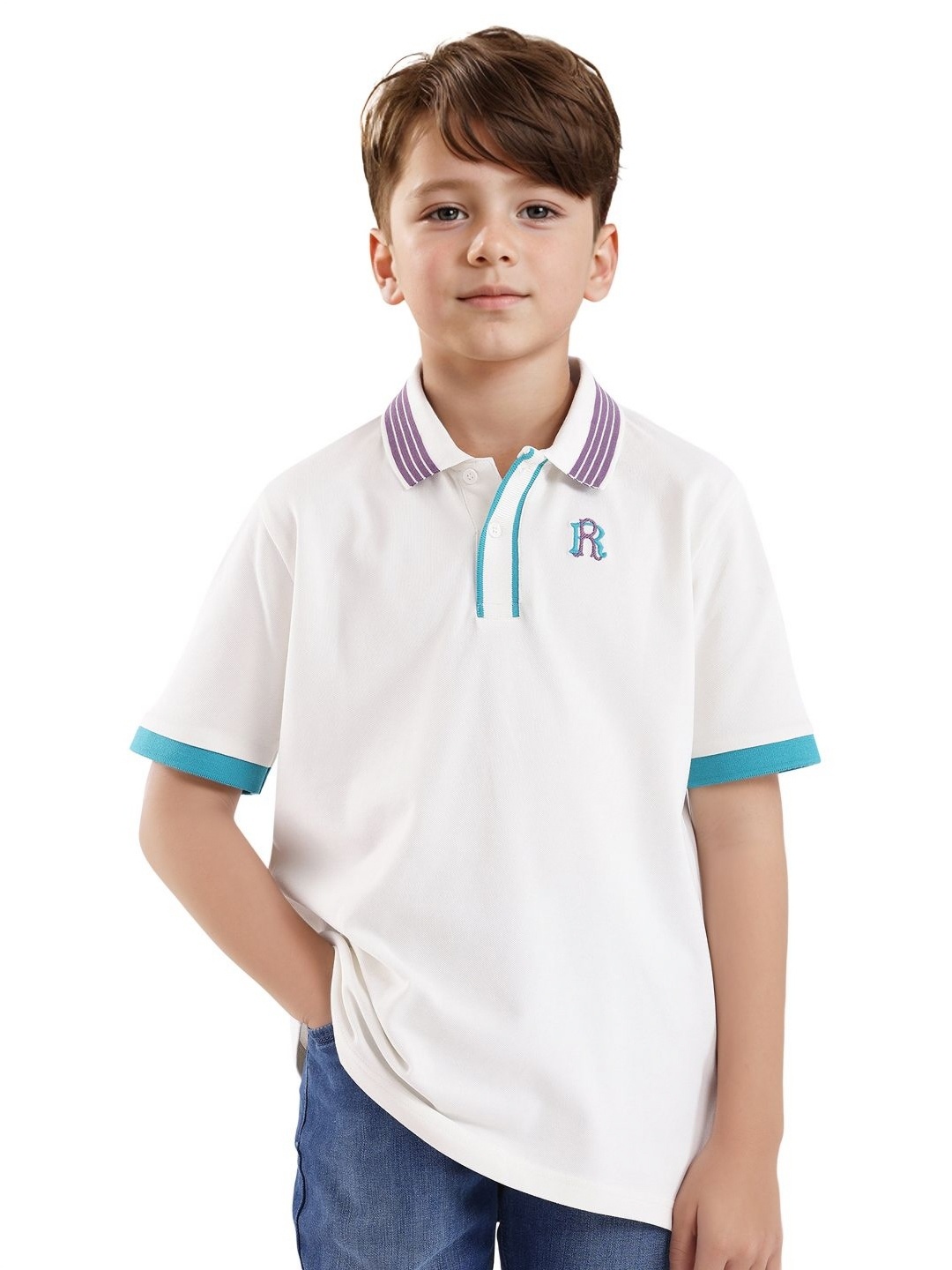 

Rare Ones Boys Embroidered Polo, White