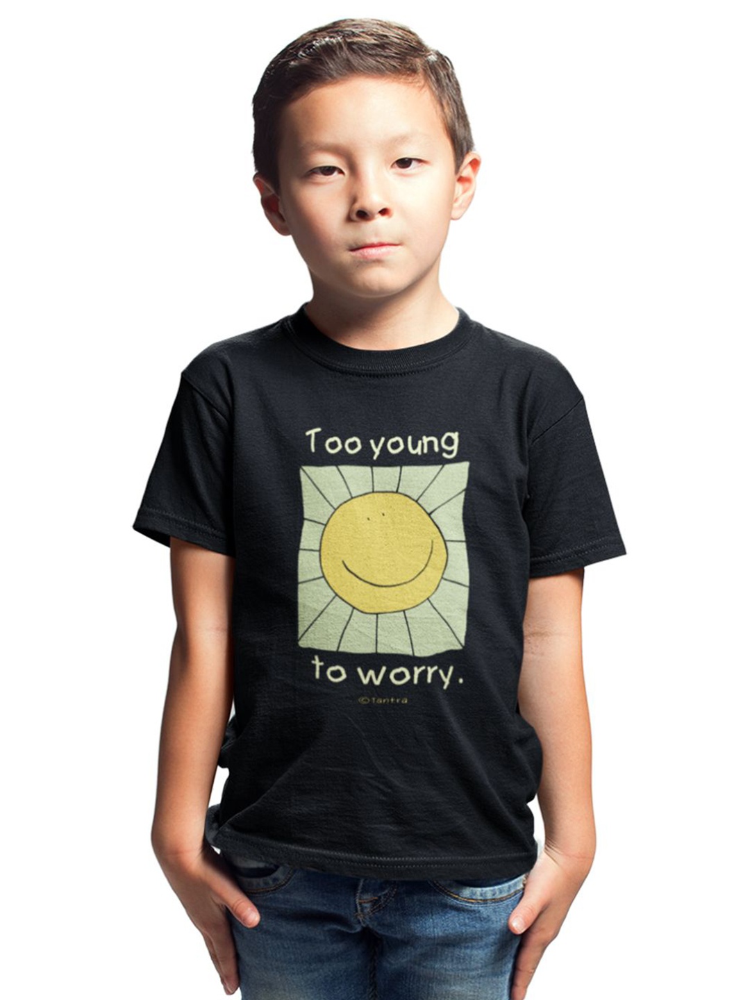 

Tantra Unisex Kids Graphic Printed Round Neck Cotton T-shirt, Black