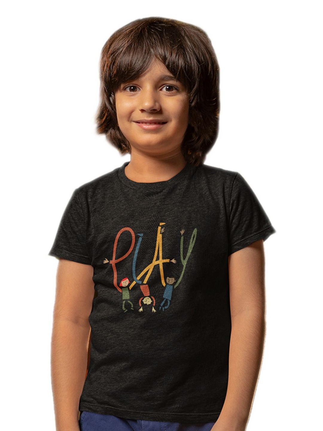 

Tantra Unisex Kids Typography Printed Round Neck Cotton T-shirt, Black