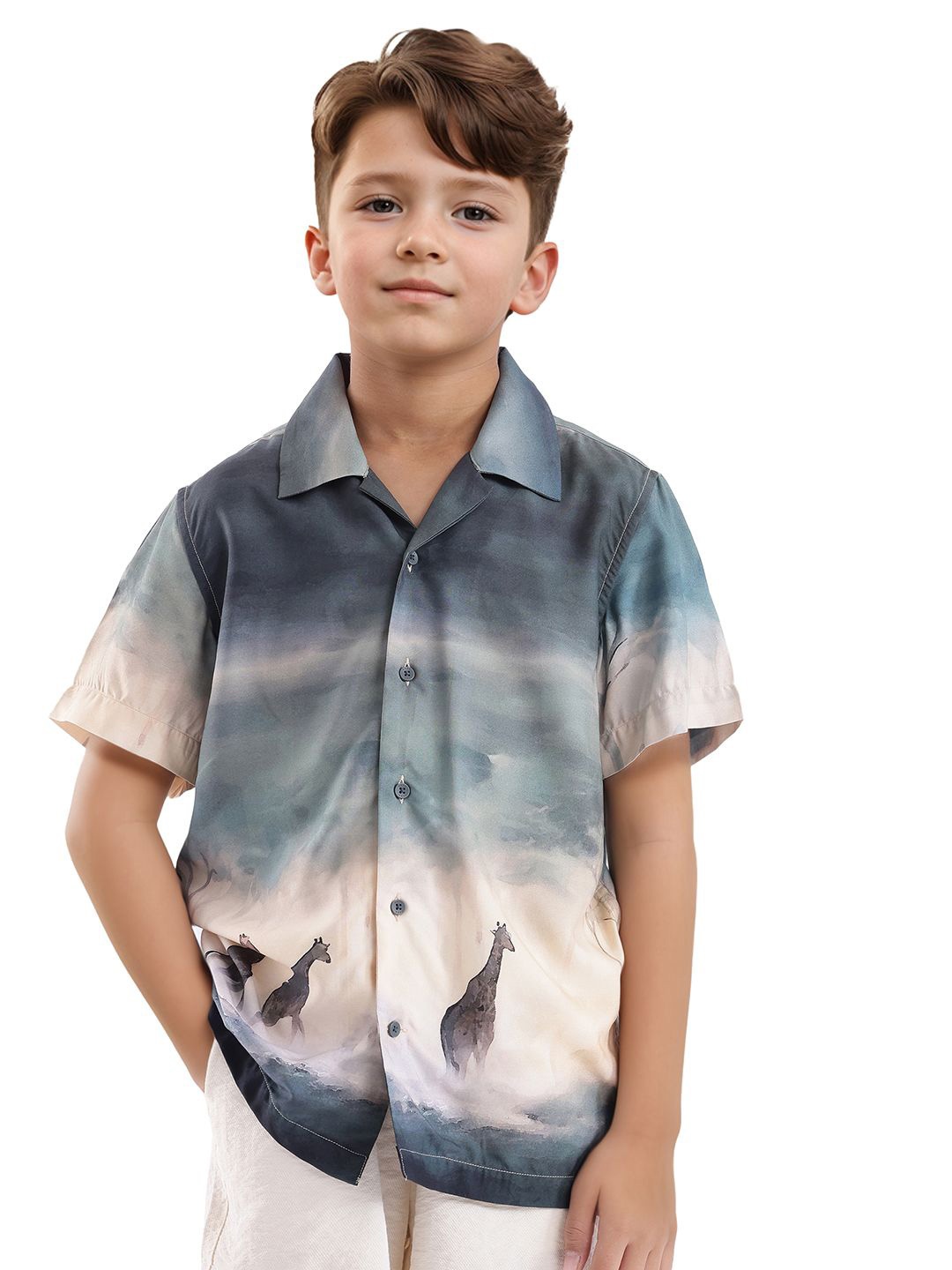 

Rare Ones Boys Viscose Printed Shirt, Green