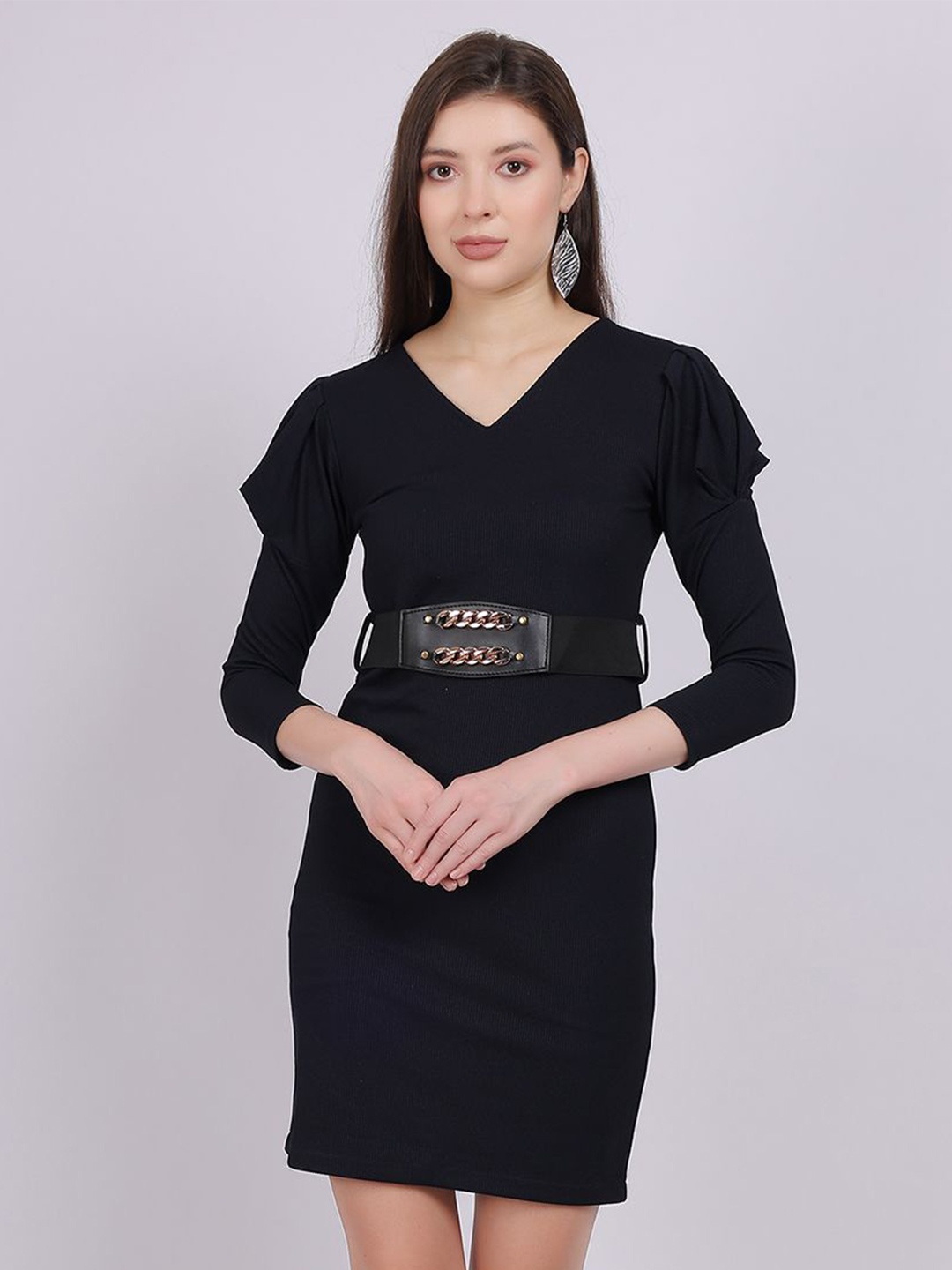 

Aumbe Women Casual V-neck Sheath Dress, Black