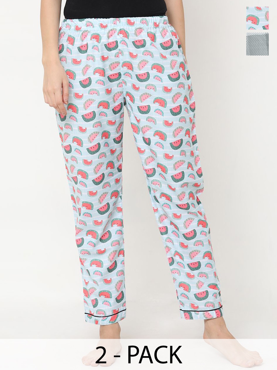

FashionRack Women Pack Of 2 Printed Lounge Pants, Blue