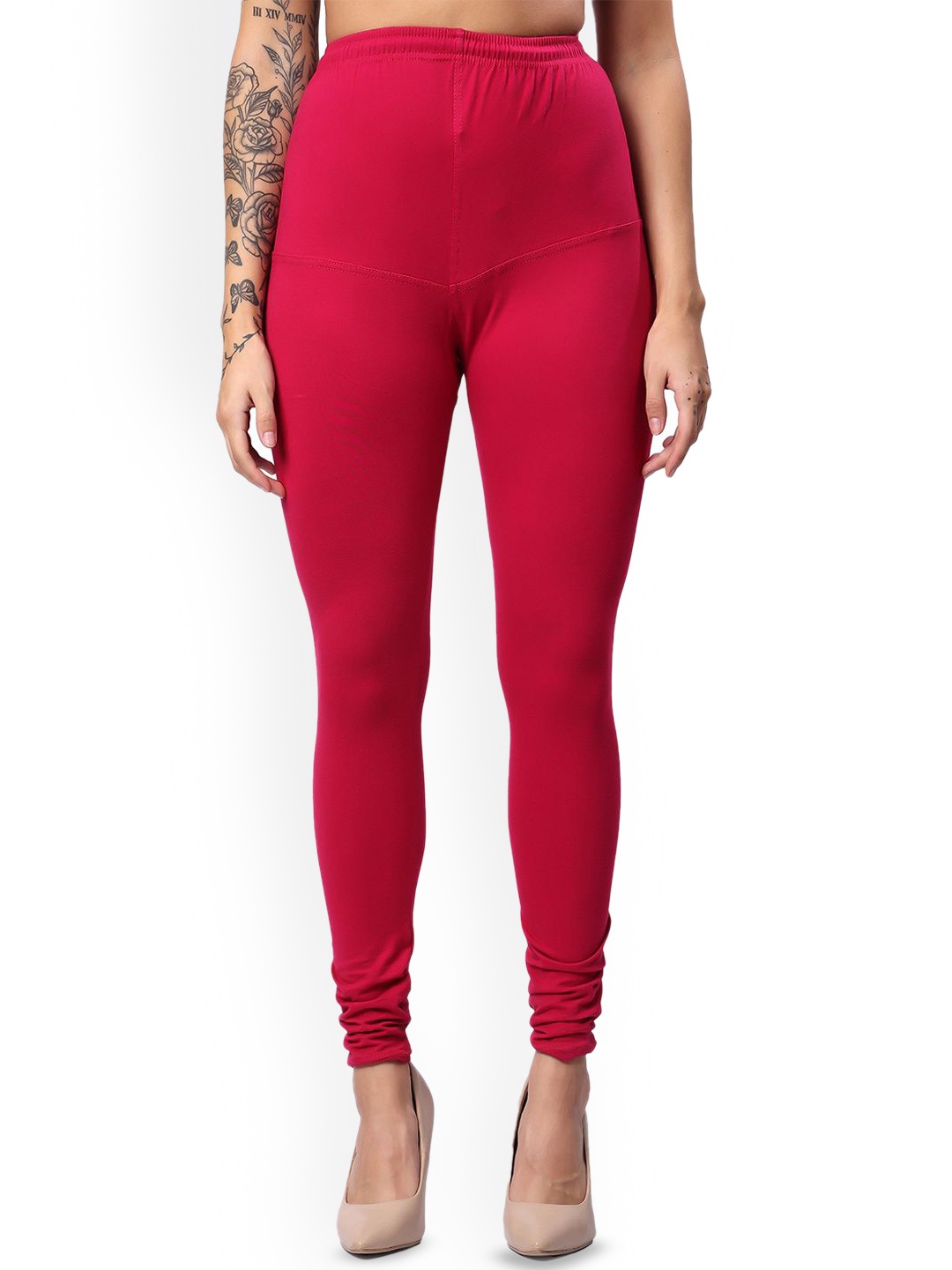 

Keviv Cotton Churidar-Length Leggings, Pink