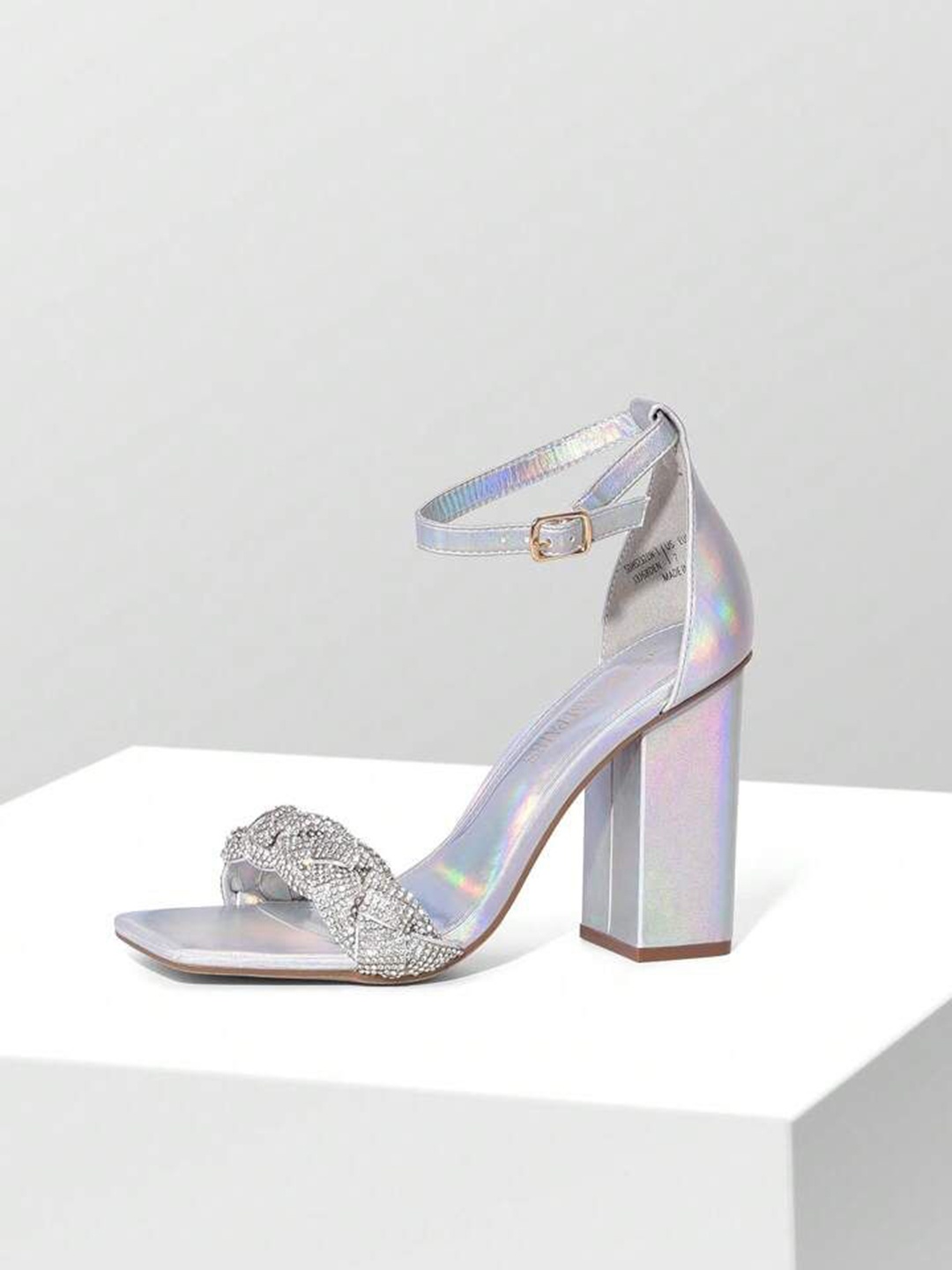 

PURPLEHUNT Women Embellished Block Heel Sandals, Silver