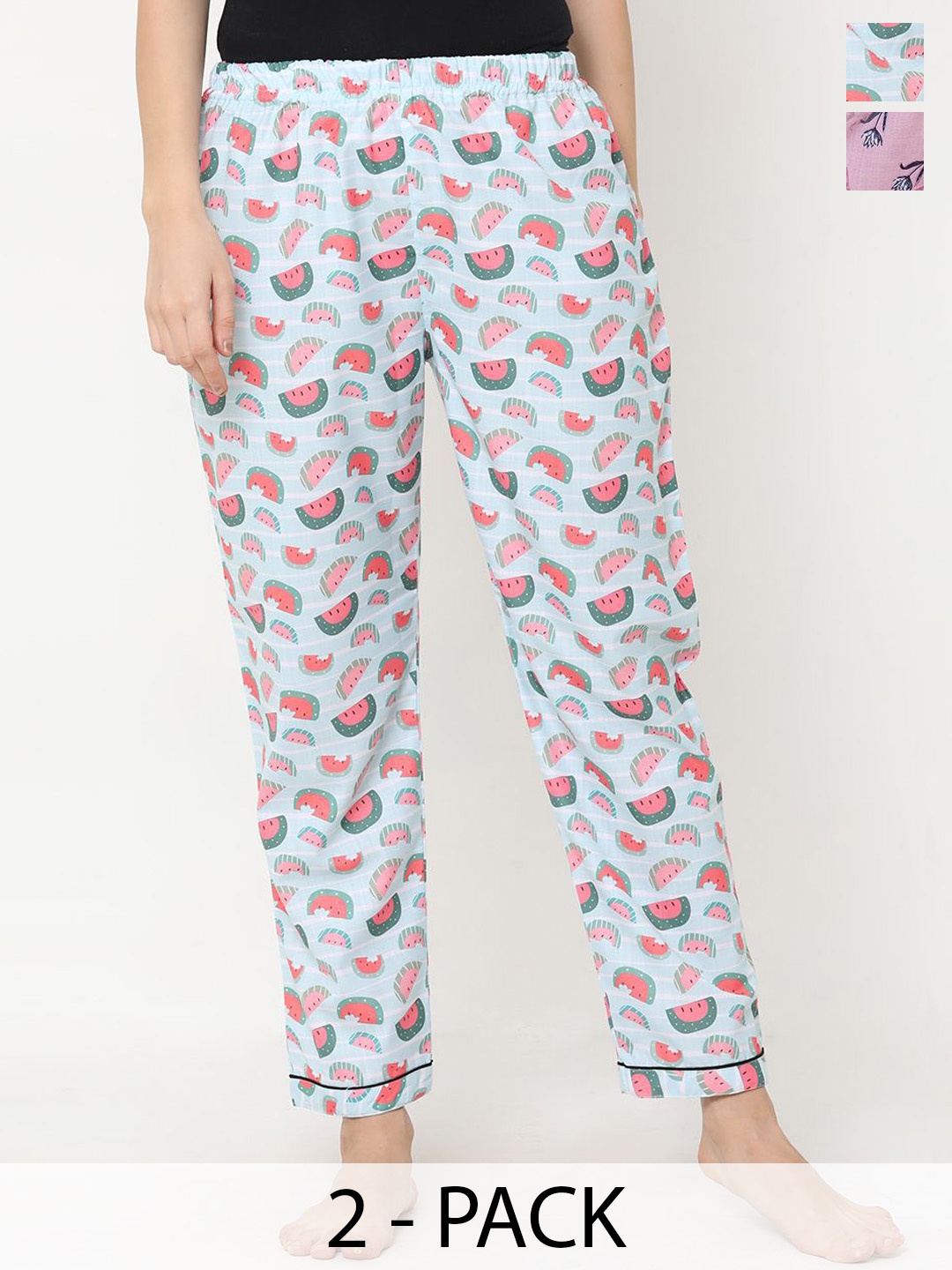 

FashionRack Women Pack Of 2 Printed Lounge Pants, Blue