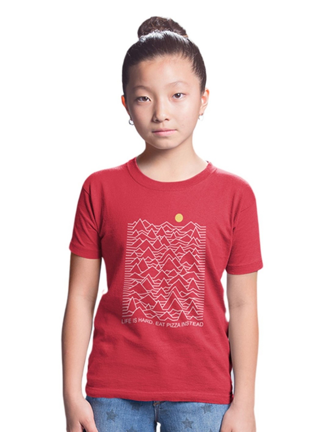 

Tantra Unisex Kids Graphic Printed Round Neck Cotton T-shirt, Red