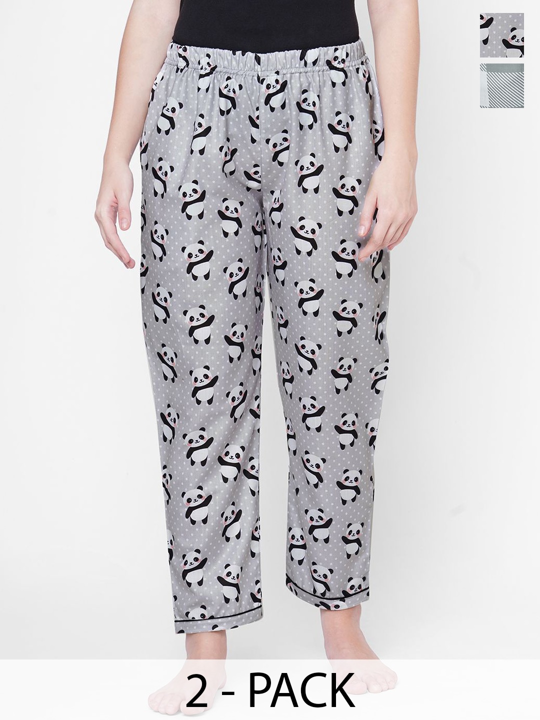 

FashionRack Women Pack Of 2 Printed Lounge Pants, Grey