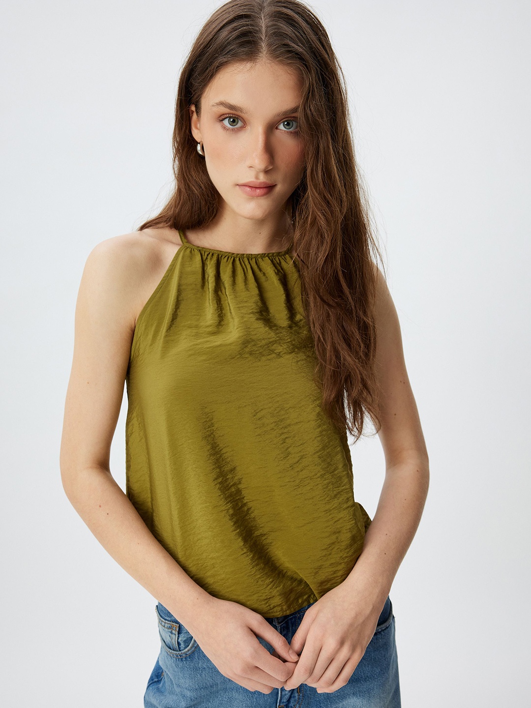 

Koton Women Shoulder Straps Top, Khaki