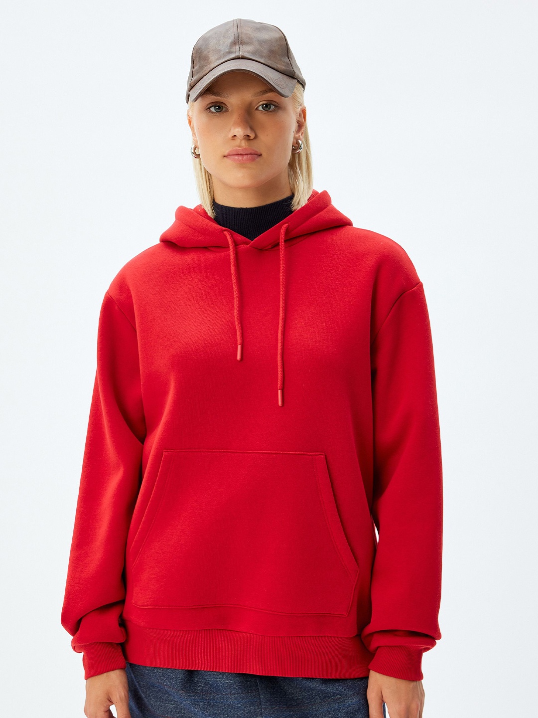 

Koton Women Hooded Pullover Sweatshirt, Red