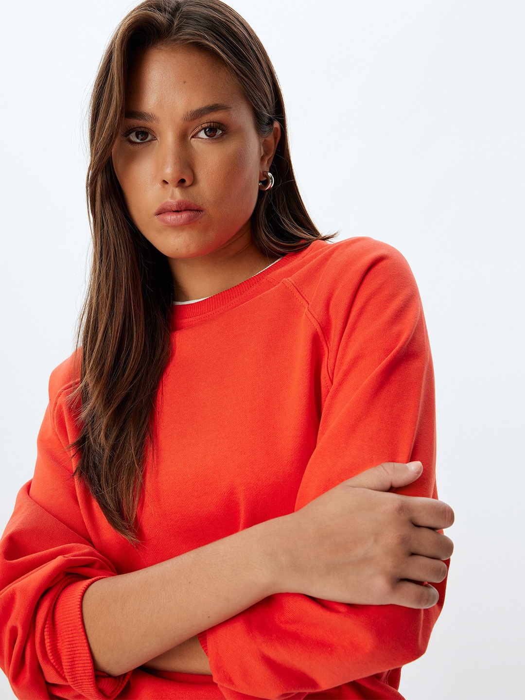 

Koton Women Round Neck Sweatshirt, Orange